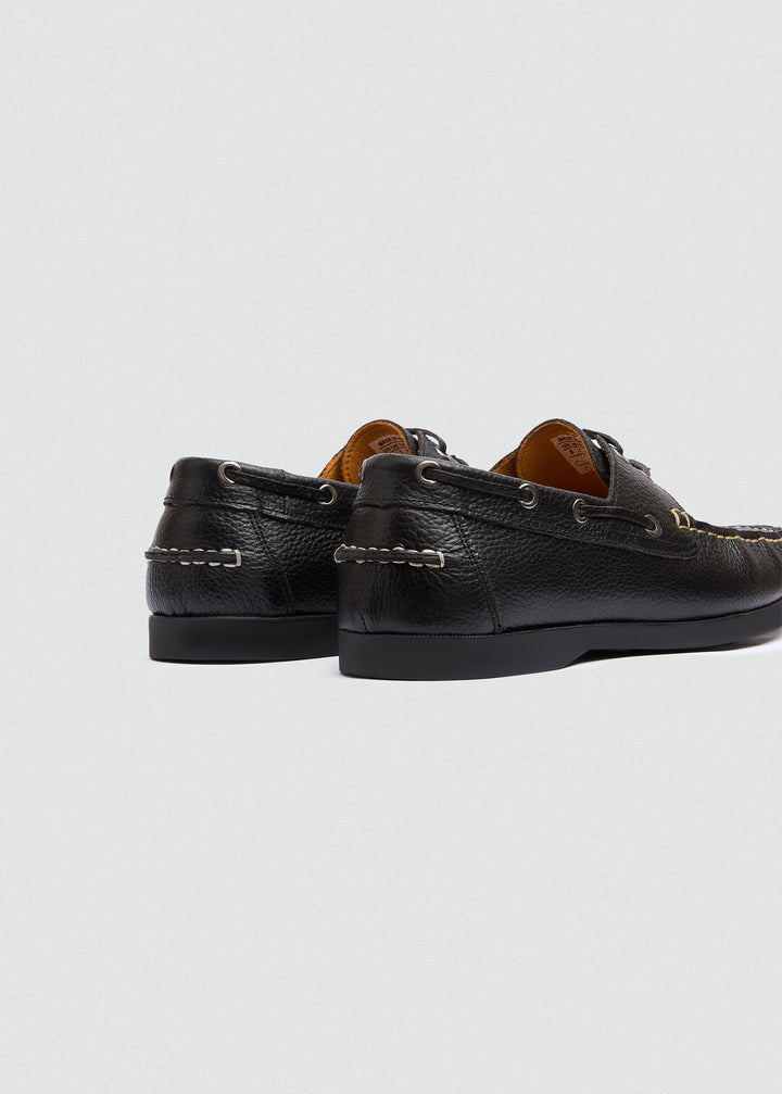 Classic Boat Shoes - Textured Black - back