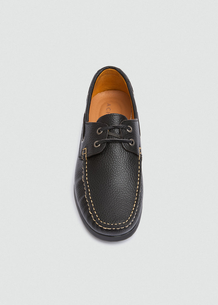 Classic Boat Shoes - Textured Black - top view