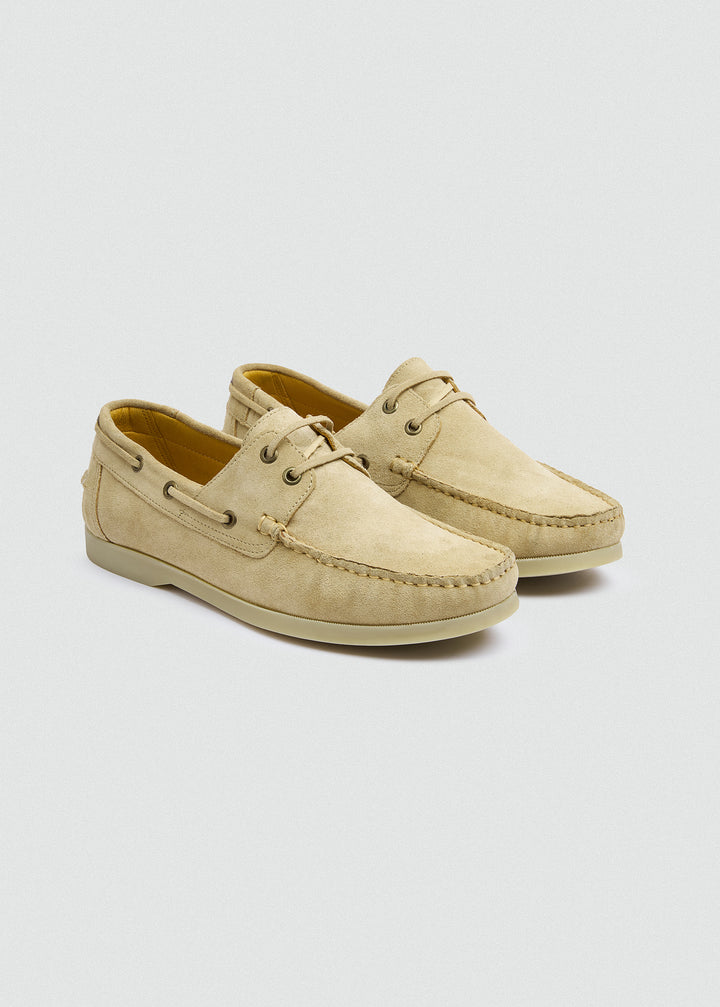 Casual Boat Shoes - Suede Beige - pair