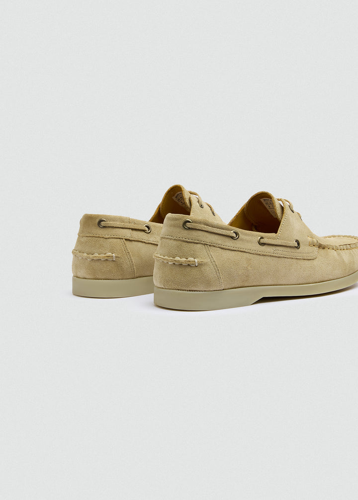 Casual Boat Shoes - Suede Beige - back