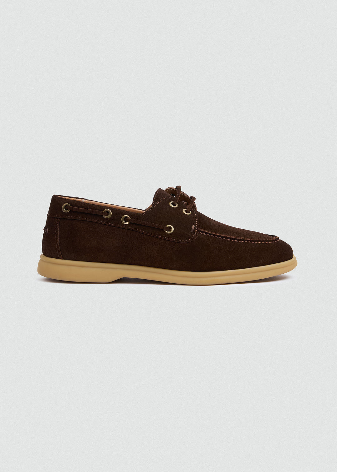 Casual Boat Shoes - Suede Brown - side profile