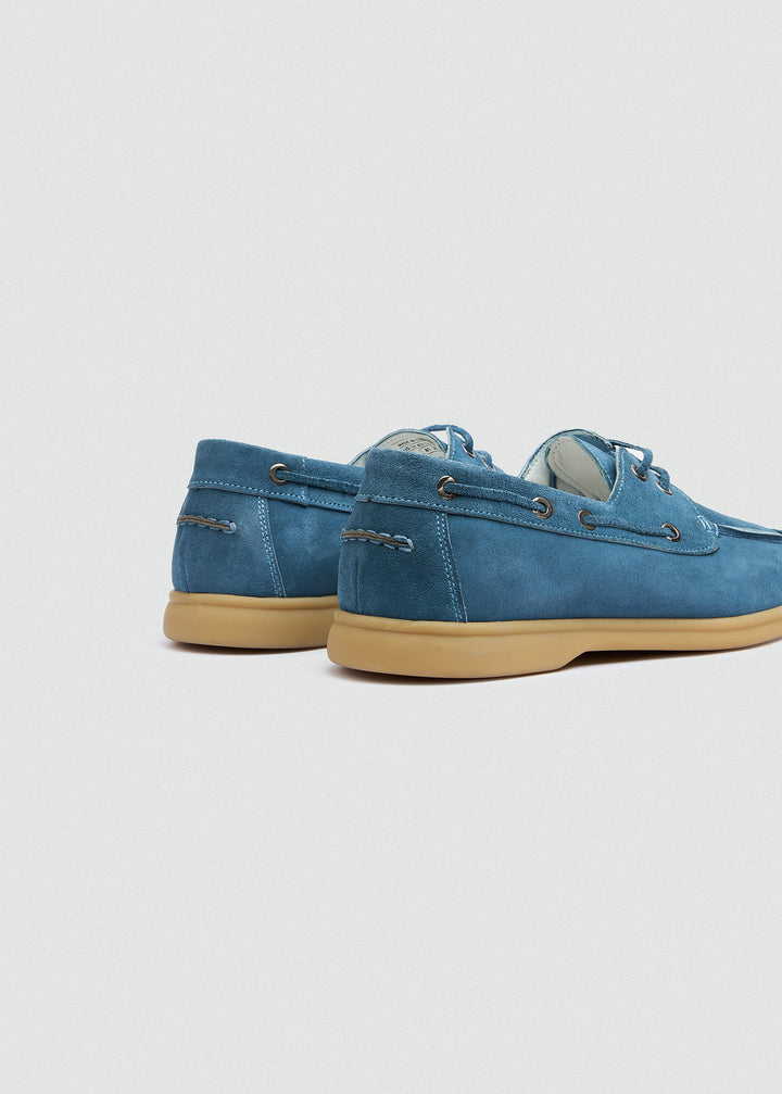 Casual Boat Shoes - Suede Sky Blue - back