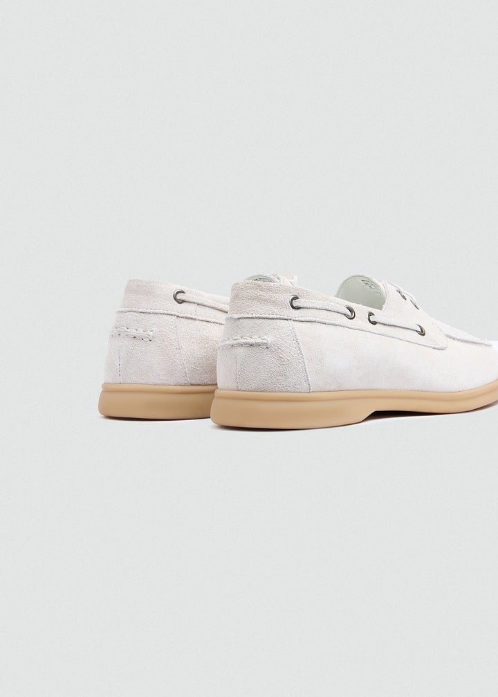 Casual Boat Shoes - Suede White - back