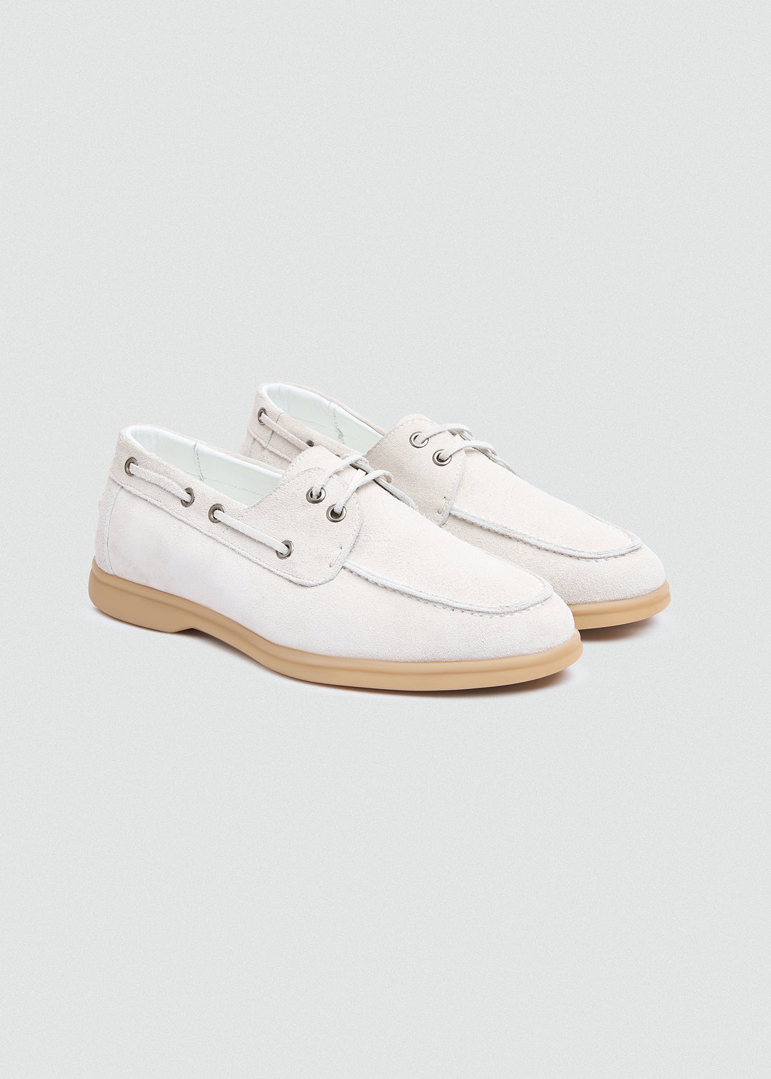 Casual Boat Shoes - Suede White - pair