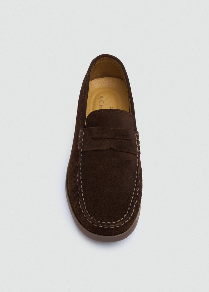 Slip-On Classic Boat Shoes - Suede Brown - top view