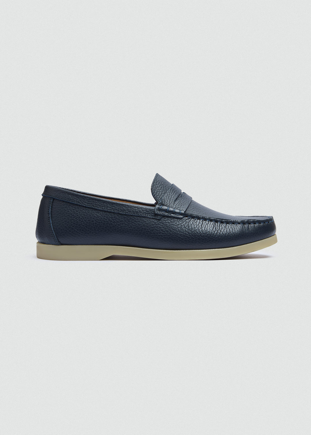 Slip-On Classic Boat Shoes - Textured Navy Blue - side profile