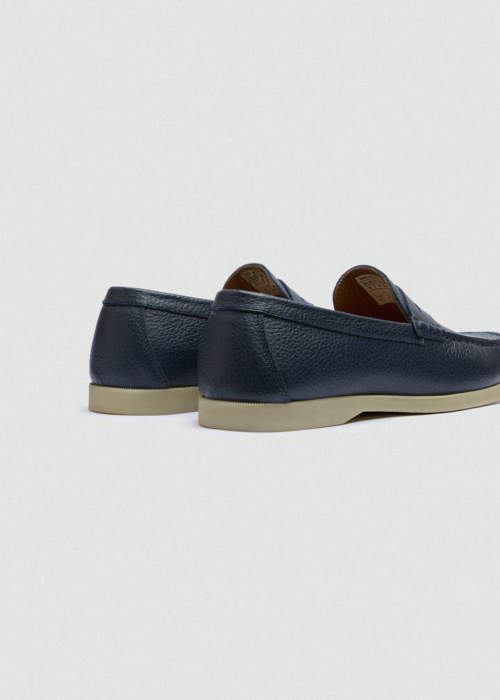Slip-On Classic Boat Shoes - Textured Navy Blue - back