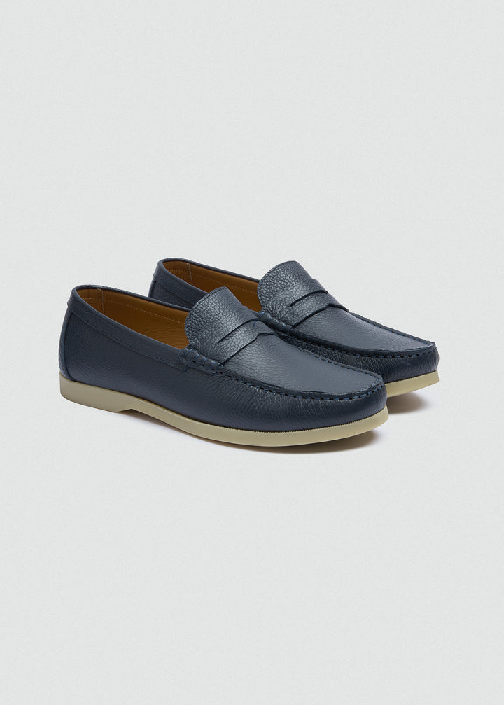 Slip-On Classic Boat Shoes - Textured Navy Blue - pair
