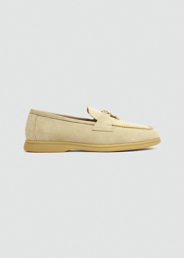 Soft Loafers with Charm Detail - Suede Beige - side profile