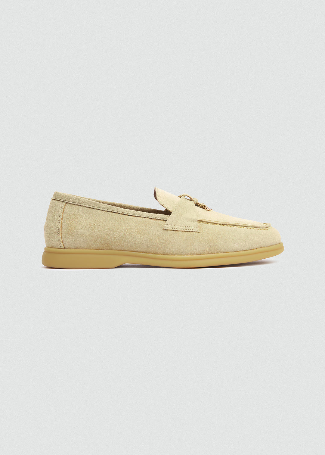 Soft Loafers with Charm Detail - Suede Beige - side profile