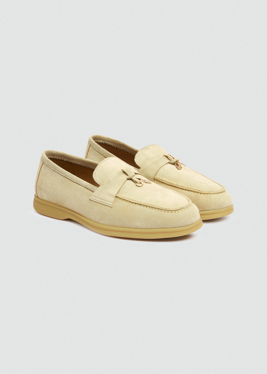Soft Loafers with Charm Detail - Suede Beige - pair