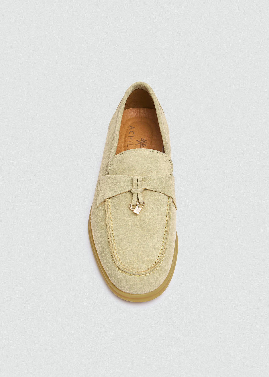 Soft Loafers with Charm Detail - Suede Beige - top view