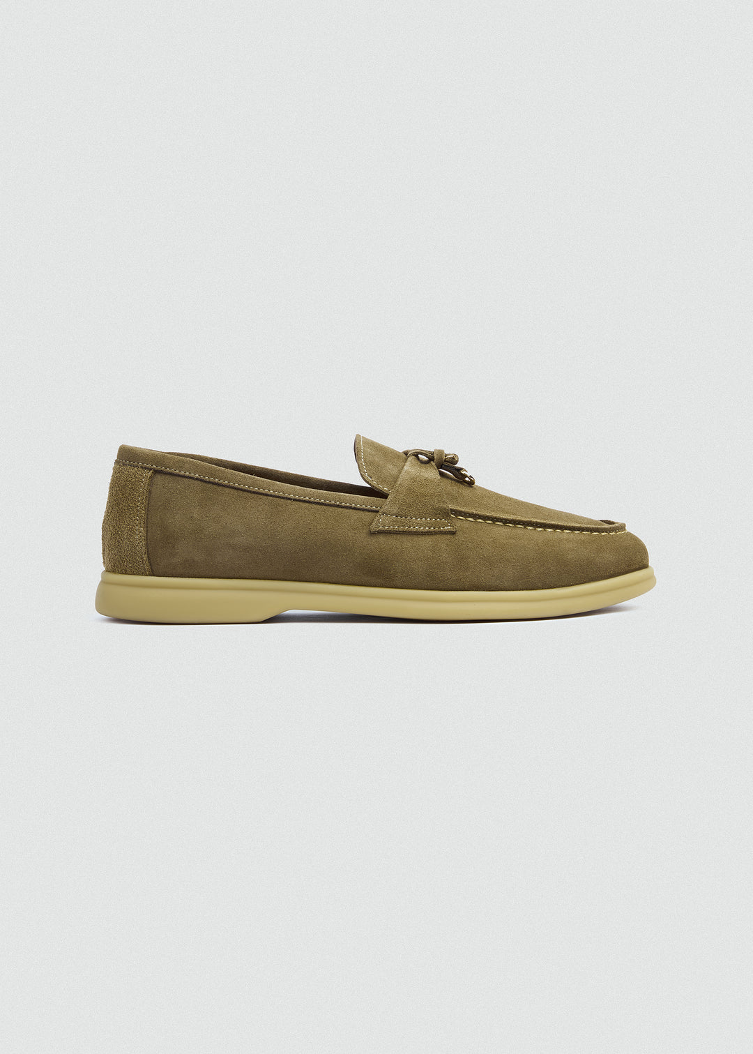 Soft Loafers with Charm Detail - Suede Café - side profile