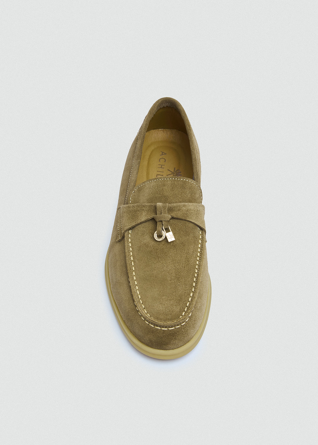 Soft Loafers with Charm Detail - Suede Café - top view