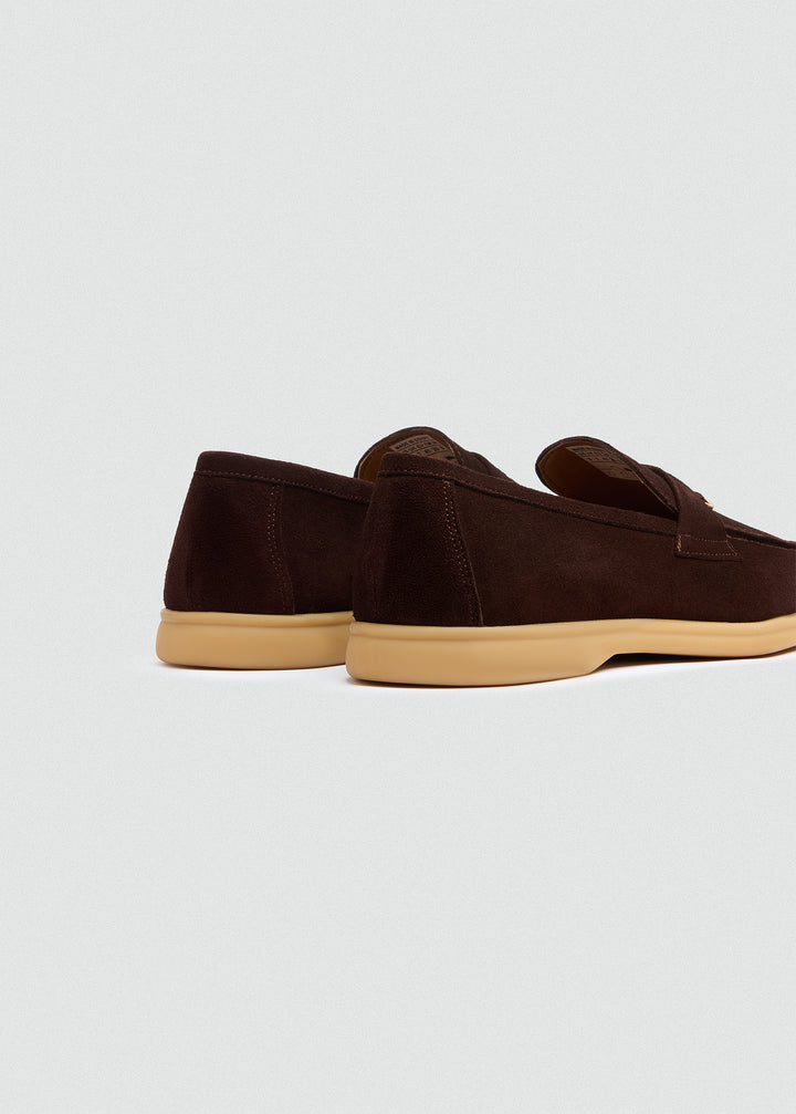 Soft Loafers with Charm Detail - Suede Brown - back