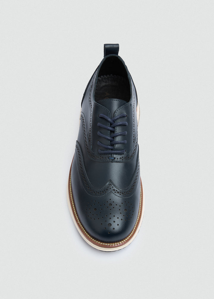 Wingtip Brogue Lace-Up - Navy Blue - top view