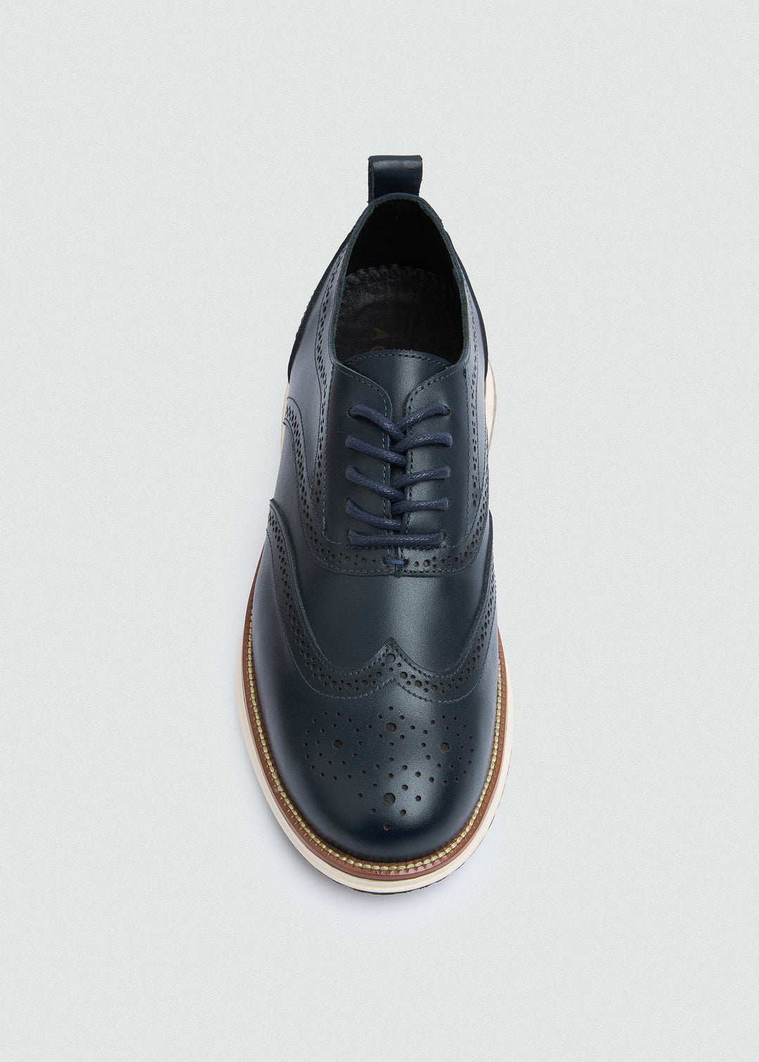 Wingtip Brogue Lace-Up - Navy Blue - top view