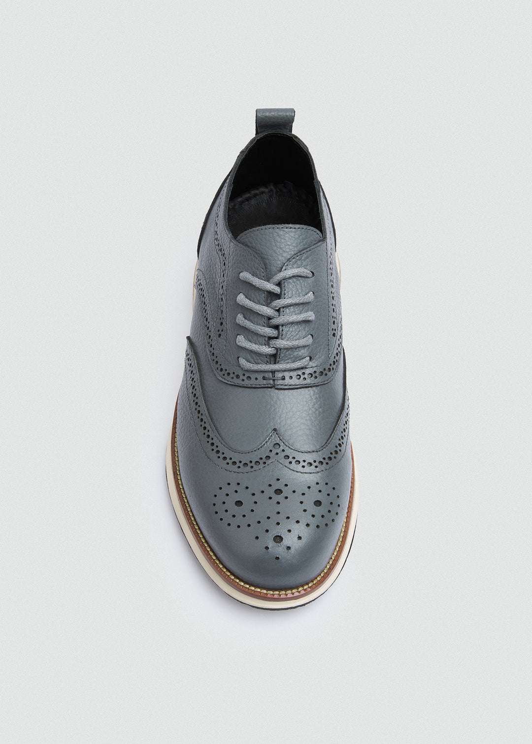 Wingtip Brogue Lace-Up - Textured Grey - top view