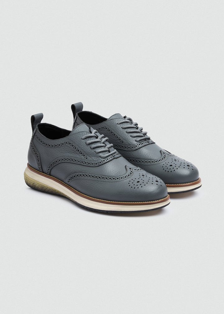 Wingtip Brogue Lace-Up - Textured Grey - pair