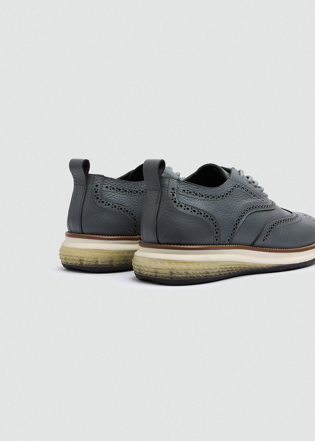 Wingtip Brogue Lace-Up - Textured Grey - back
