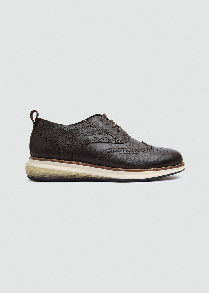 Wingtip Brogue Lace-Up - Textured Brown - side profile