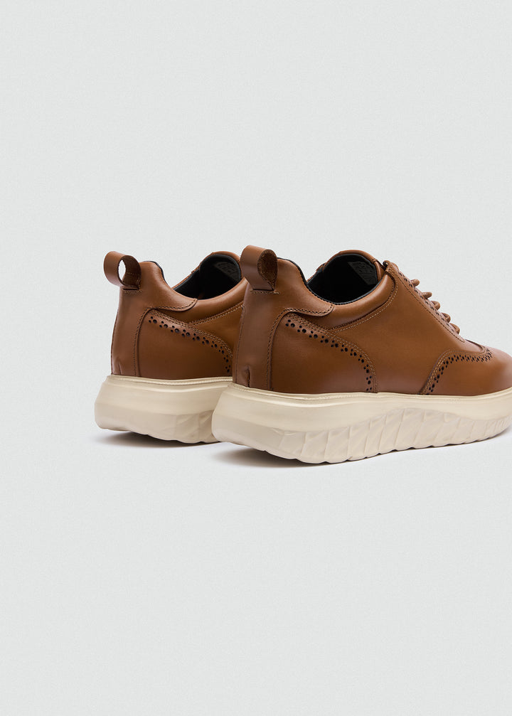 Wingtip Brogue Sneaker - Camel - back