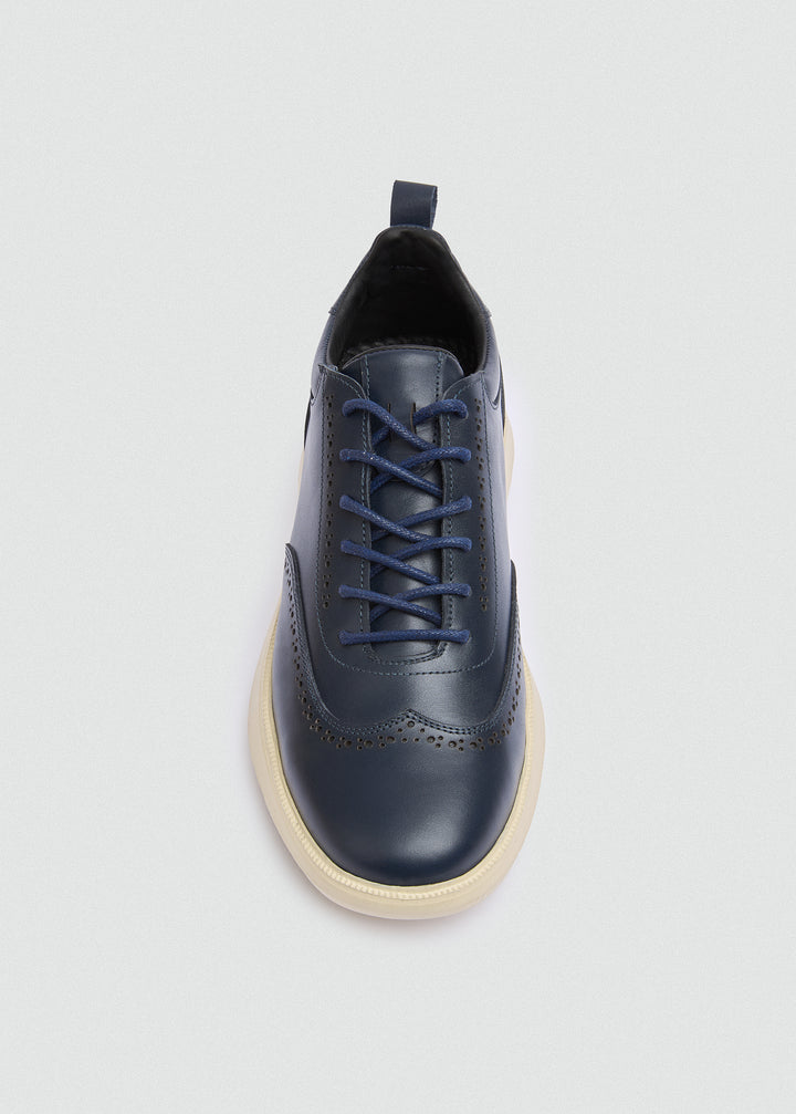 Wingtip Brogue Sneaker - Navy Blue - top view