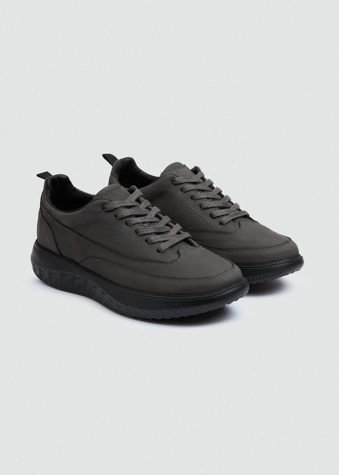 Chunky Sole Casual Sneaker - Textured Grey - pair