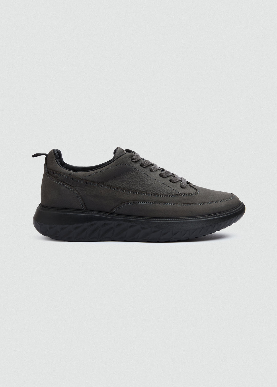 Chunky Sole Casual Sneaker - Textured Grey - side profile