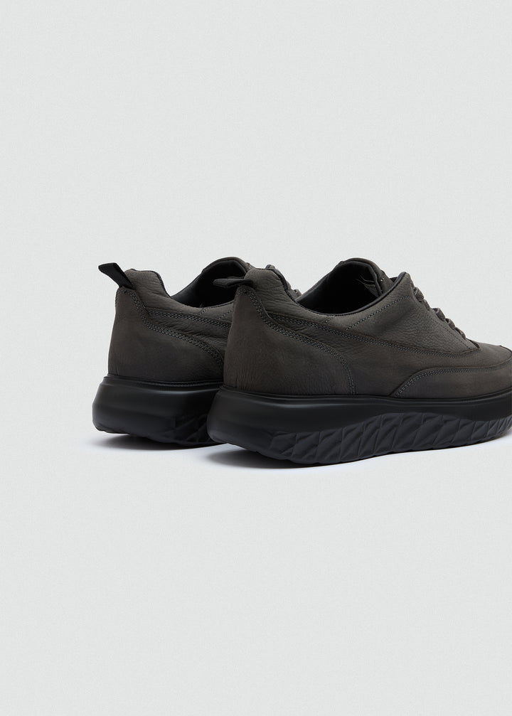 Chunky Sole Casual Sneaker - Textured Grey - back