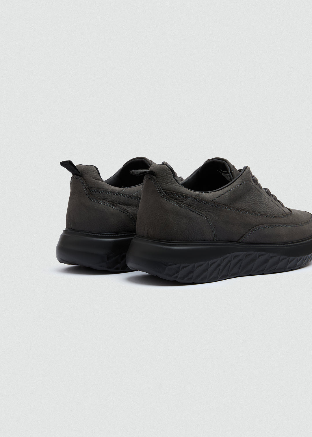 Chunky Sole Casual Sneaker - Textured Grey - back