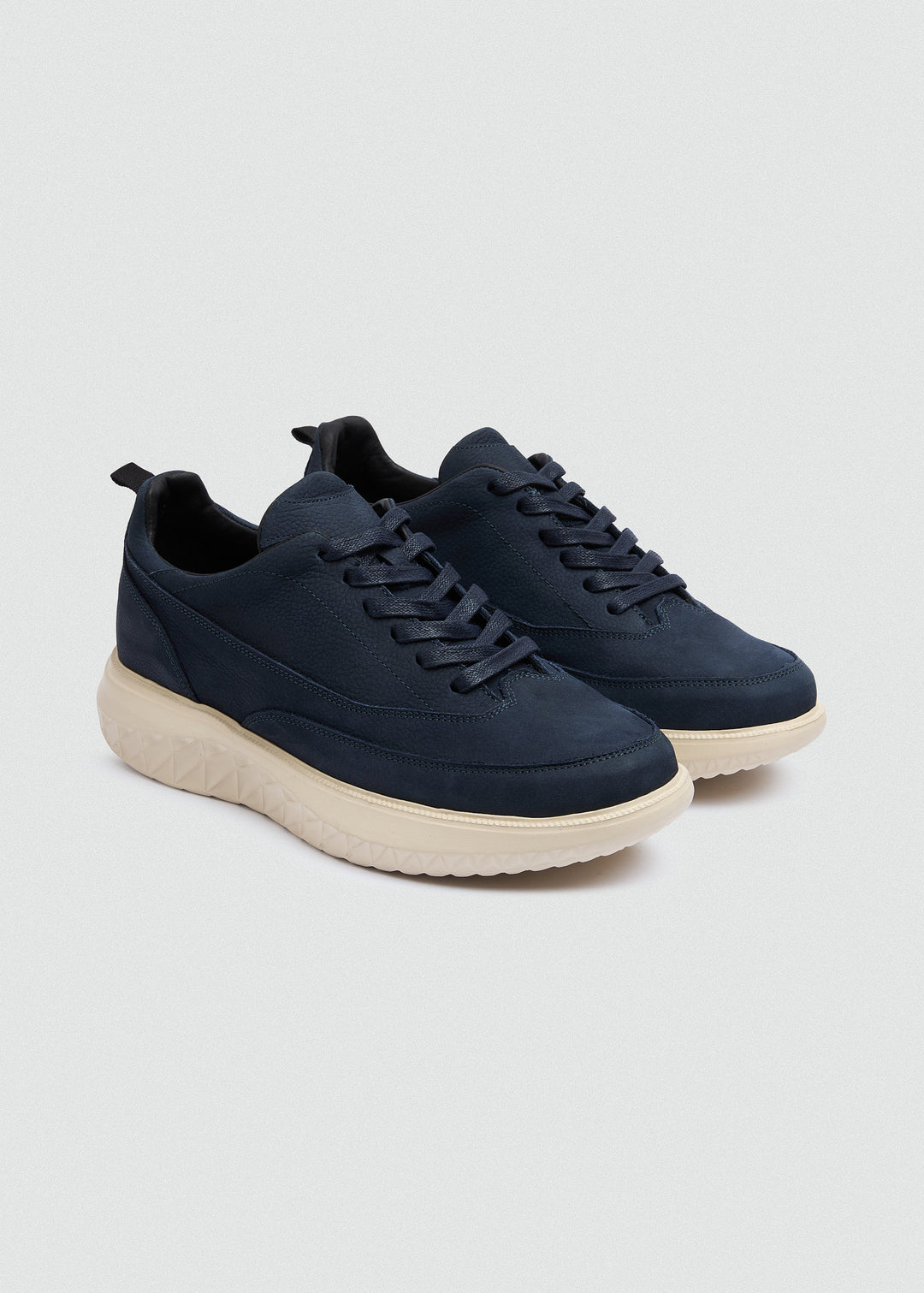 Chunky Sole Casual Sneaker - Textured Navy Blue - pair