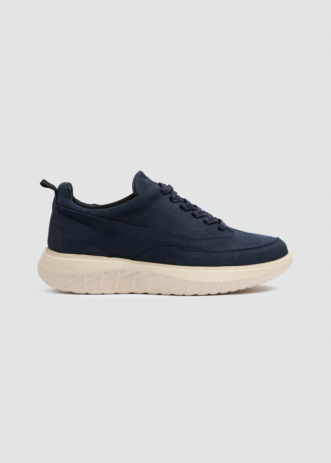 Chunky Sole Casual Sneaker - Textured Navy Blue - side profile