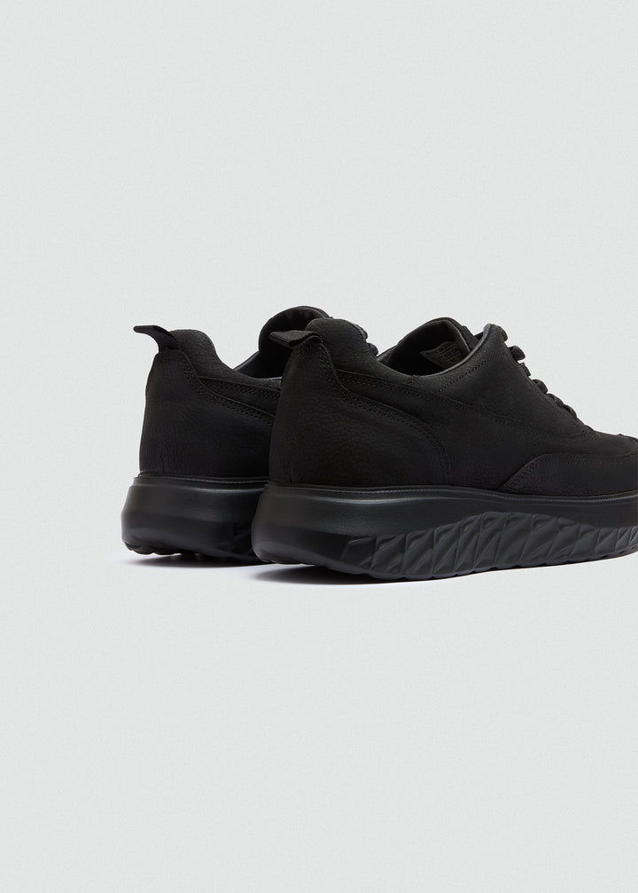 Chunky Sole Casual Sneaker - Textured Black - back