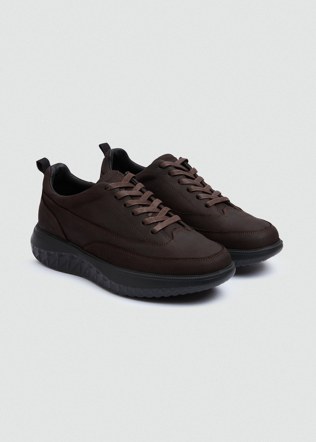 Chunky Sole Casual Sneaker - Textured Brown - pair