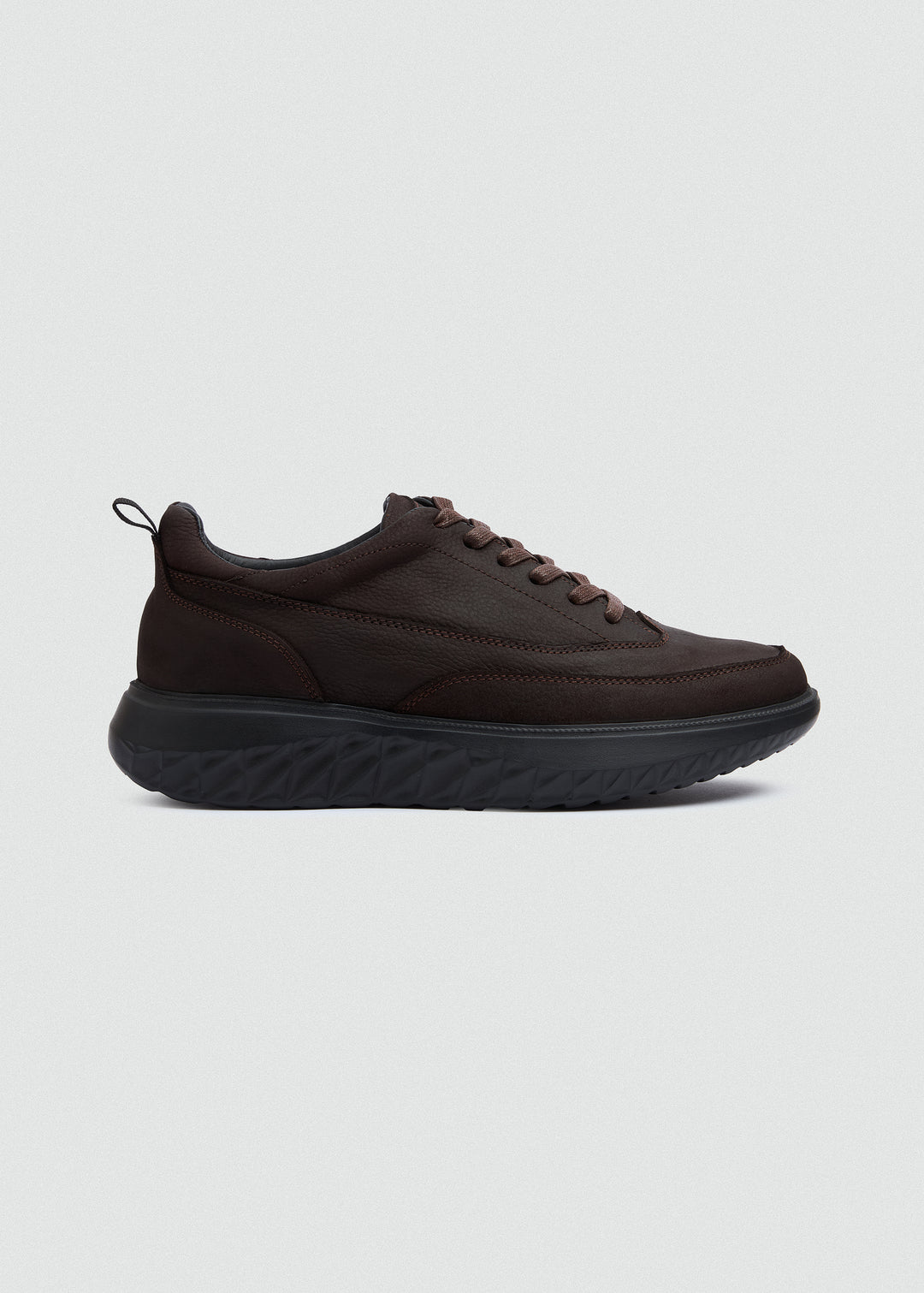 Chunky Sole Casual Sneaker - Textured Brown - side profile