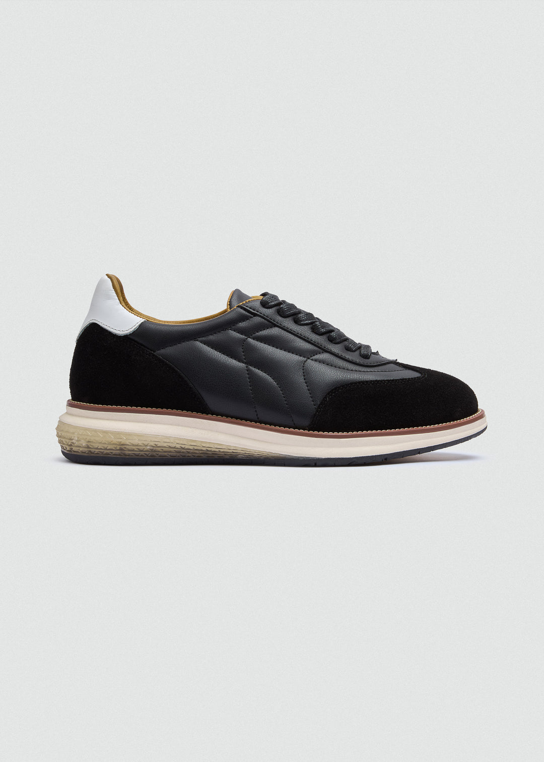 Quilted Retro Sneaker - Black - side profile