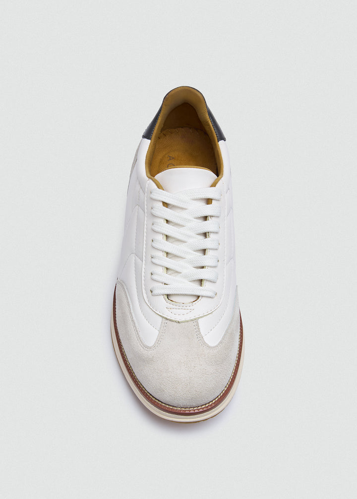 Quilted Retro Sneaker - White - top view