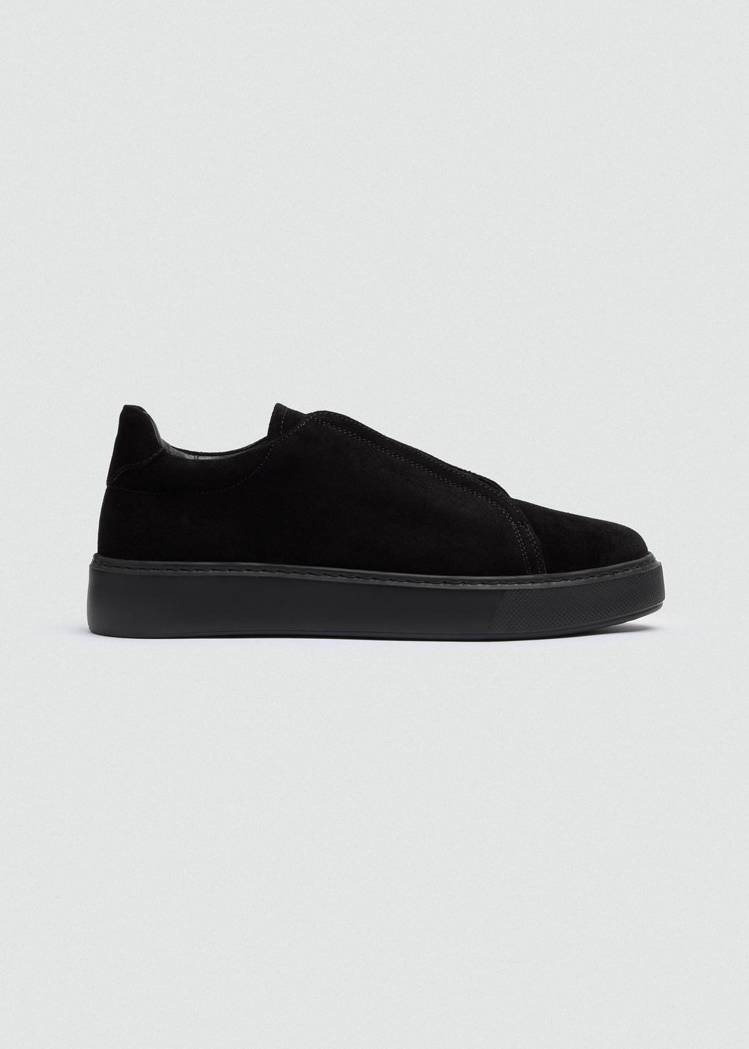 Lightweight Slip-On Sneaker - Suede Black - side profile