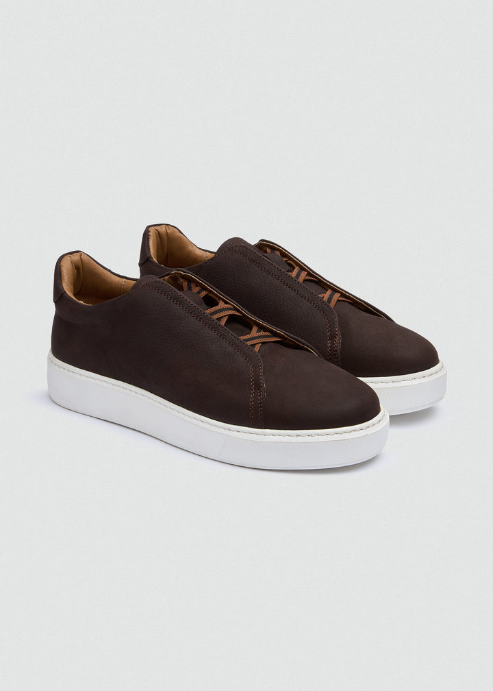 Lightweight Slip-On Sneaker - Suede Textured Brown - pair