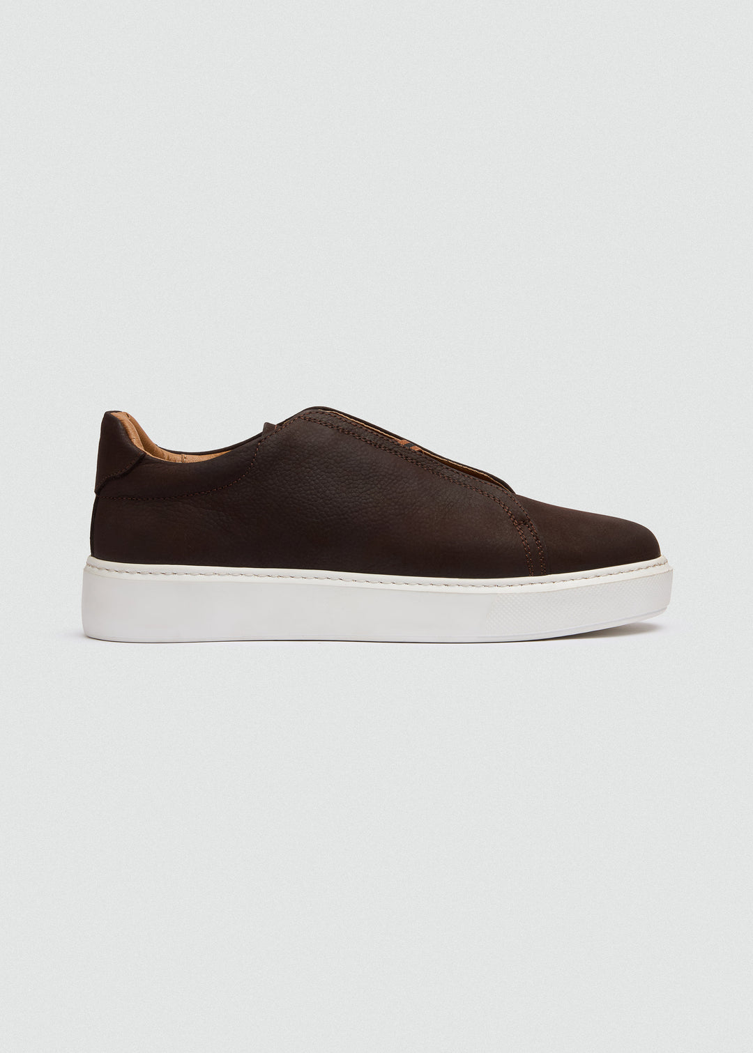 Lightweight Slip-On Sneaker - Suede Textured Brown - side profile