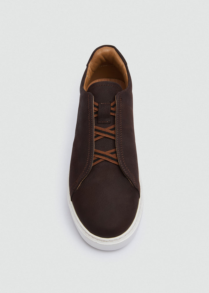 Lightweight Slip-On Sneaker - Suede Textured Brown - top view