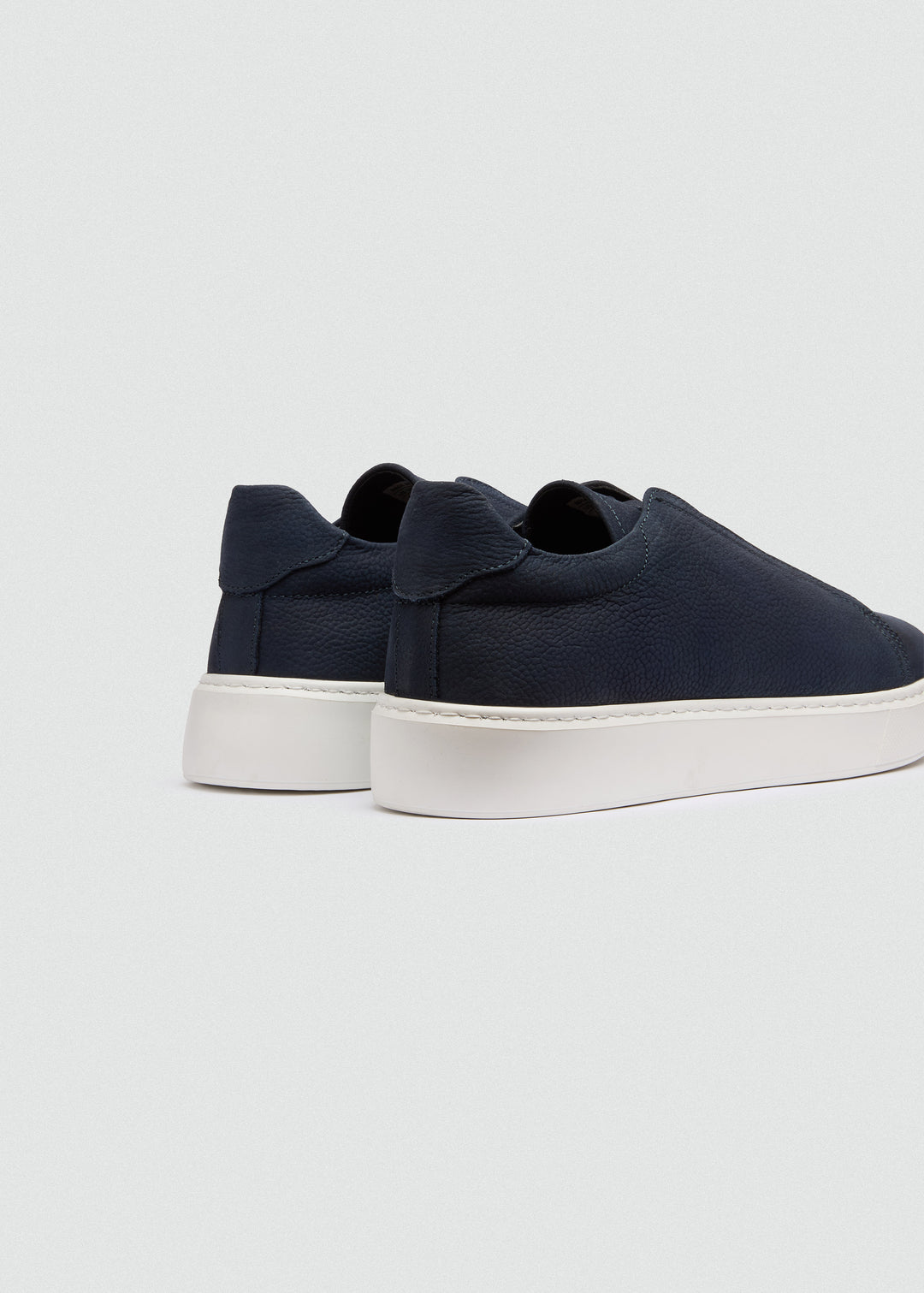 Lightweight Slip-On Sneaker - Suede Textured Navy Blue - back view
