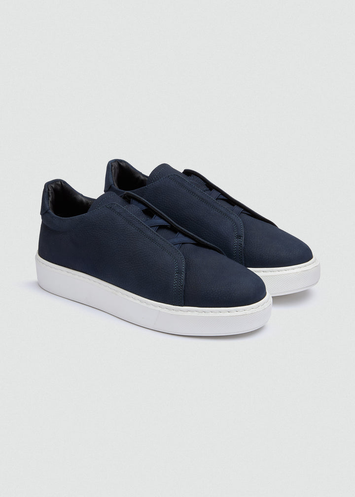 Lightweight Slip-On Sneaker - Suede Textured Navy Blue - pair
