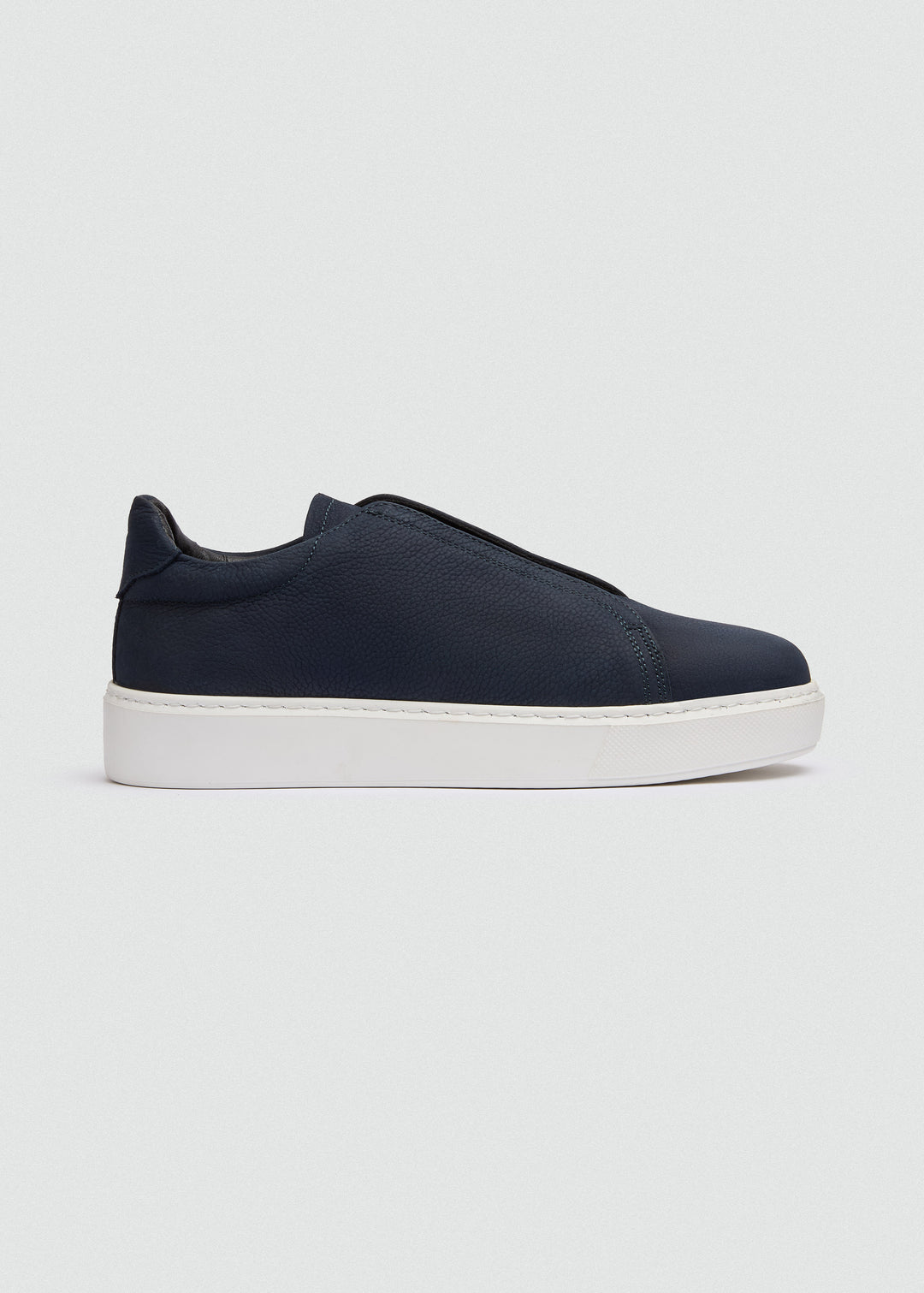 Lightweight Slip-On Sneaker - Suede Textured Navy Blue - side profile