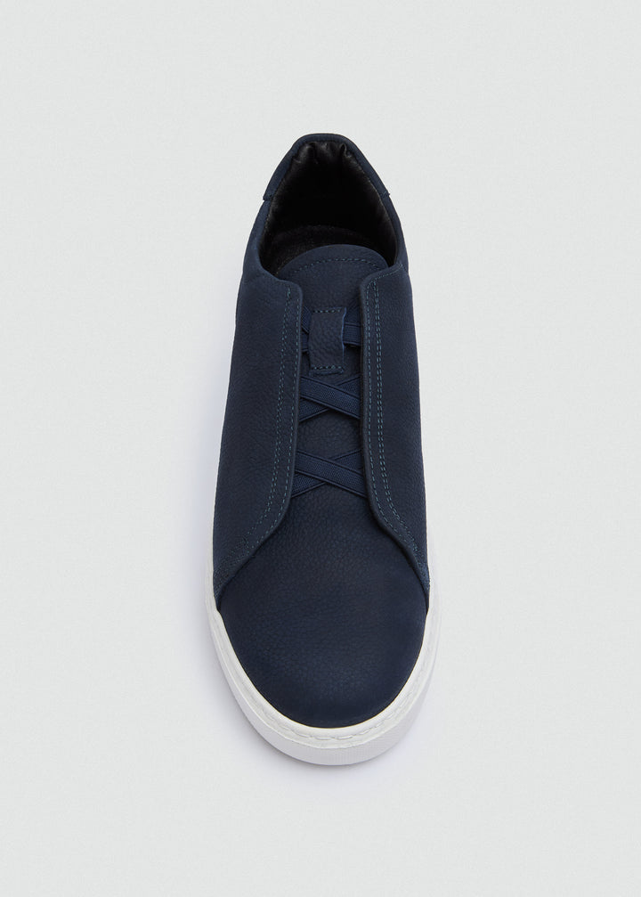 Lightweight Slip-On Sneaker - Suede Textured Navy Blue - top view