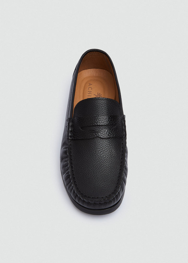 Slip-On Classic Boat Shoes - Textured Black - top view
