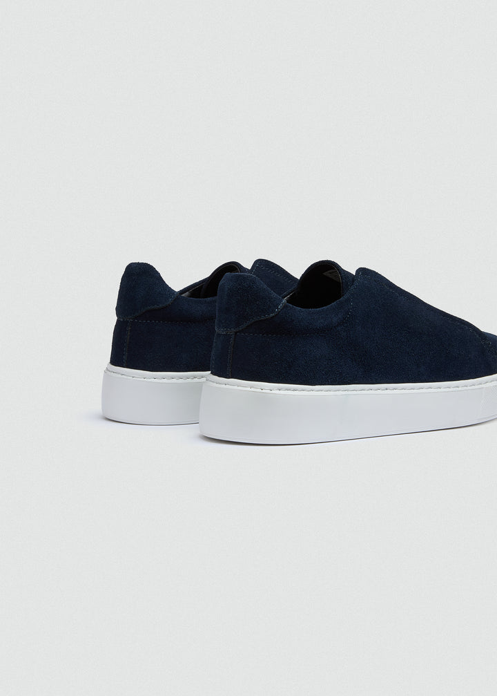 Lightweight Slip-On Sneaker - Suede Navy Blue - back view