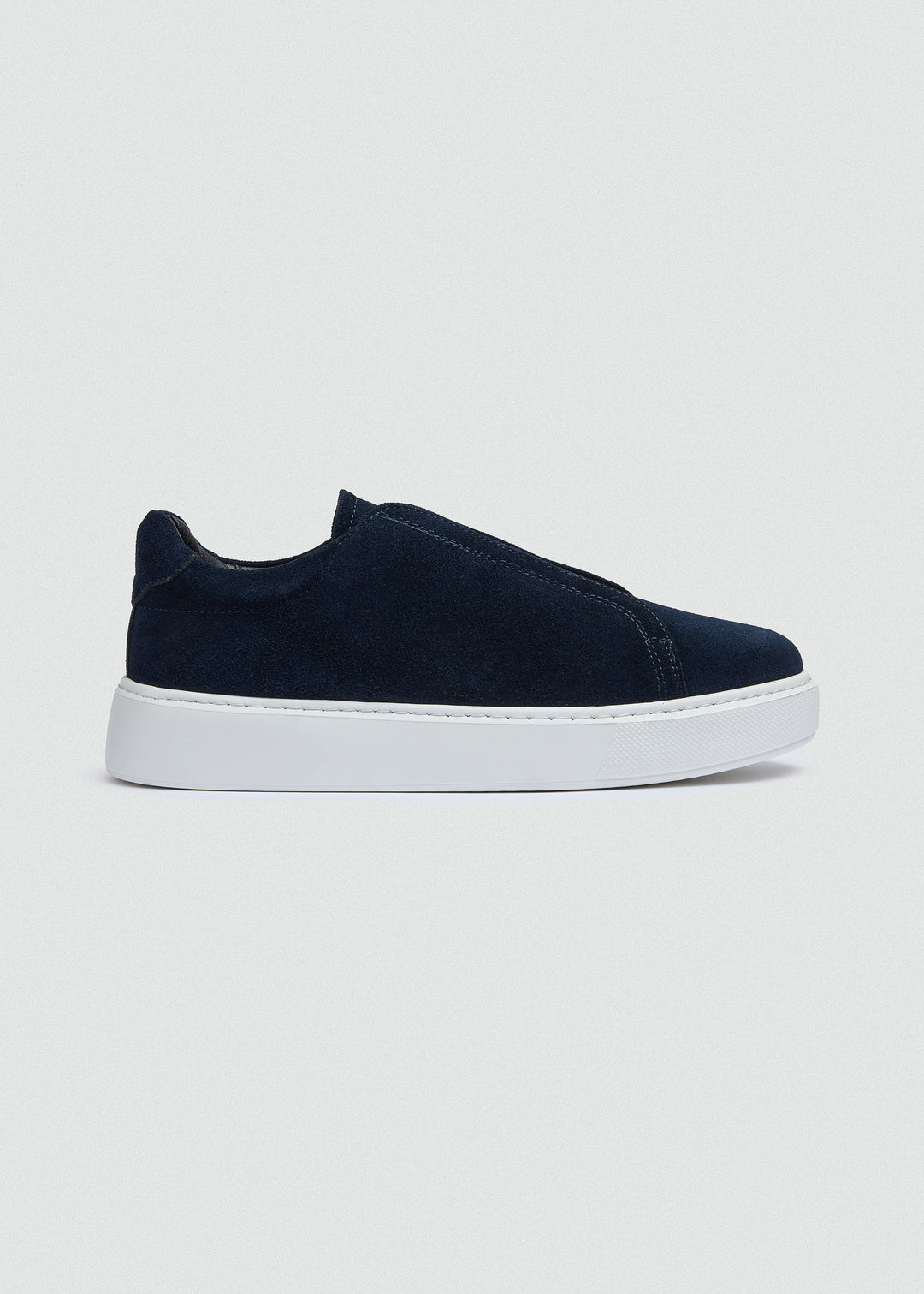 Lightweight Slip-On Sneaker - Suede Navy Blue - side profile