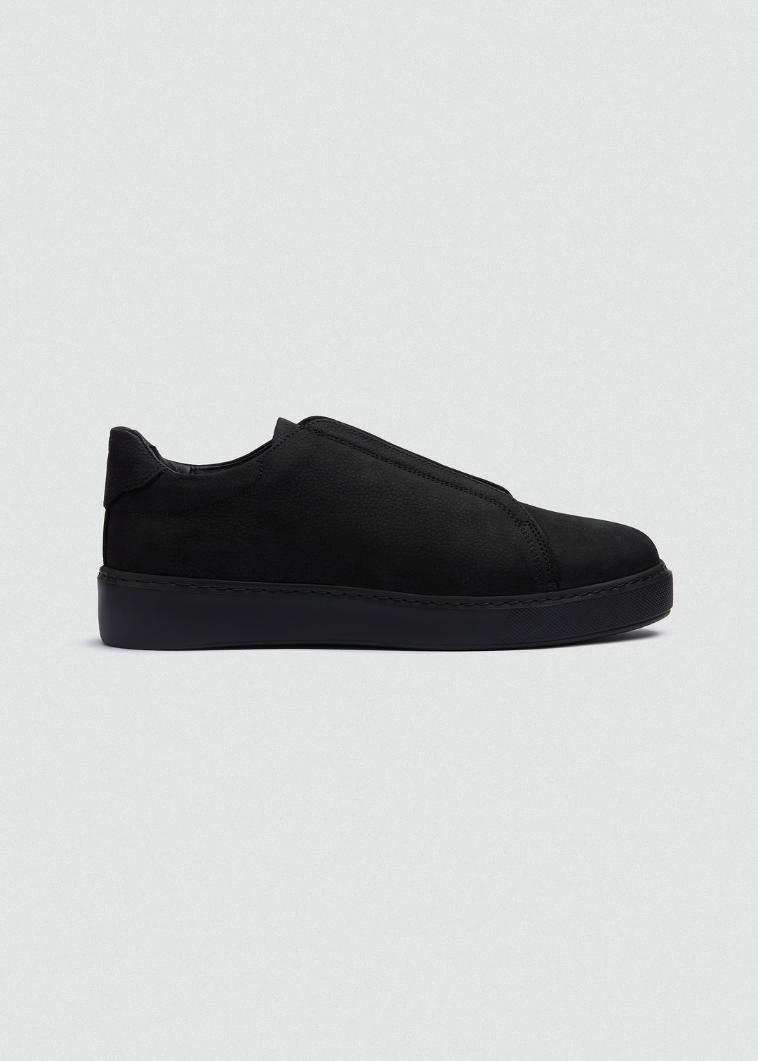 Lightweight Slip-On Sneaker - Textured Suede Black - side profile